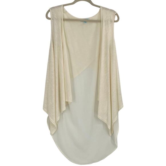 She & Sky Silk Blend Cream Knit Sleeveless Cardigan Coastal Beach Size Large - Picture 1 of 9